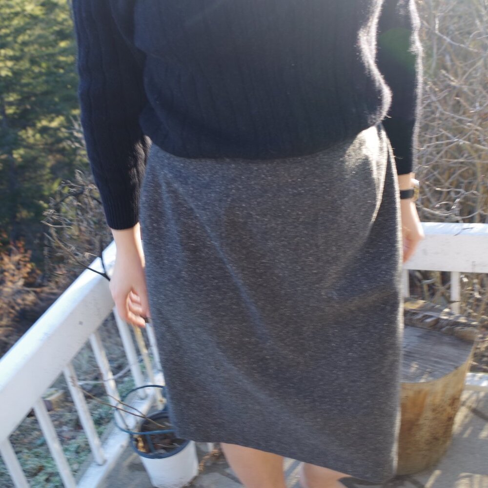 Wool Blend Ladies Skirt Vintage Gray 80s